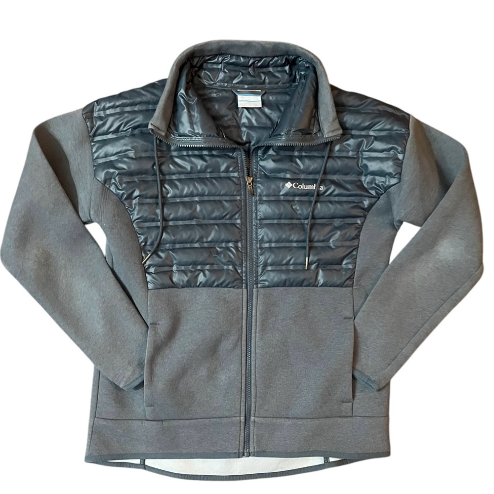 Columbia women’s Peak District hybrid full zip down jacket size large blue-gray
